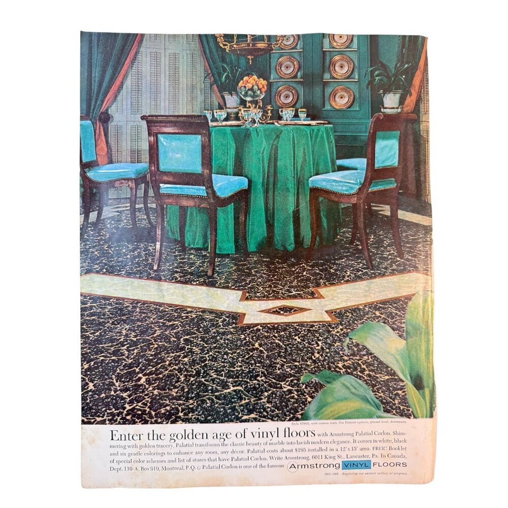Vintage 1960 Armstrong Golden Age of Vinyl Floors Advertisement Print Ad